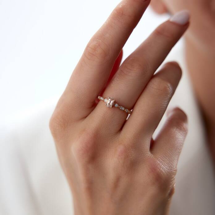 0.37 Ct Pırlanta Morganite Yüzük - 3