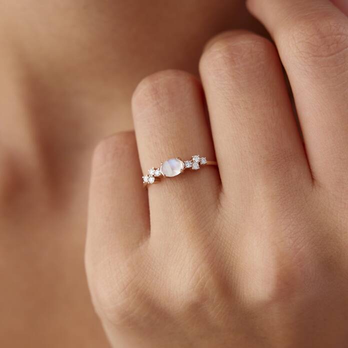 0.40 Ct Pırlanta Moonstone Yüzük - 1
