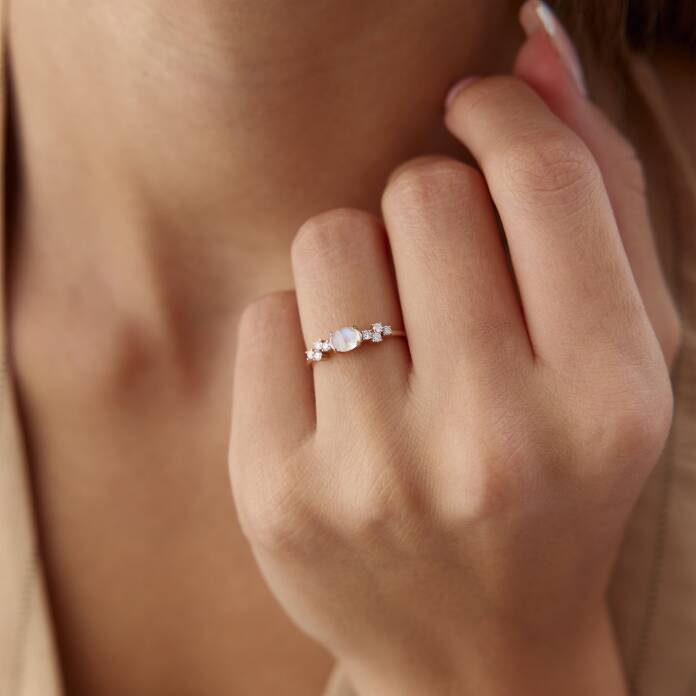 0.40 Ct Pırlanta Moonstone Yüzük - 2