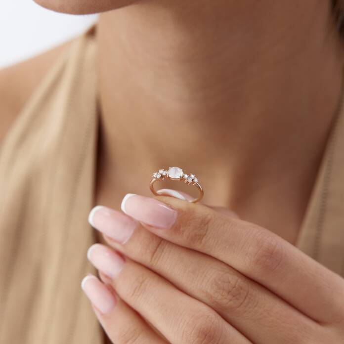 0.40 Ct Pırlanta Moonstone Yüzük - 4