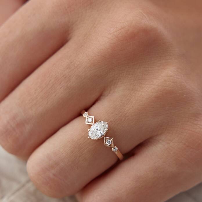 0.40 Ct Pırlanta Oval Tasarım Yüzük - 3