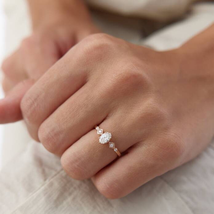 0.40 Ct Pırlanta Oval Tasarım Yüzük - 4