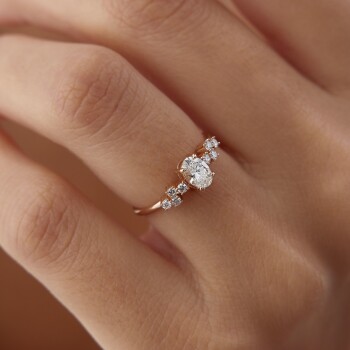 0.40 Ct Pırlanta Queen Oval Yüzük - 3