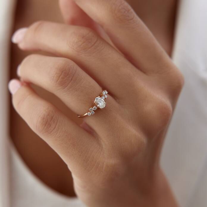 0.40 Ct Pırlanta Queen Oval Yüzük - 4