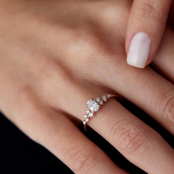 0.44 Ct HRD Serfikalı Pırlanta Louvre Oval Yüzük - 2