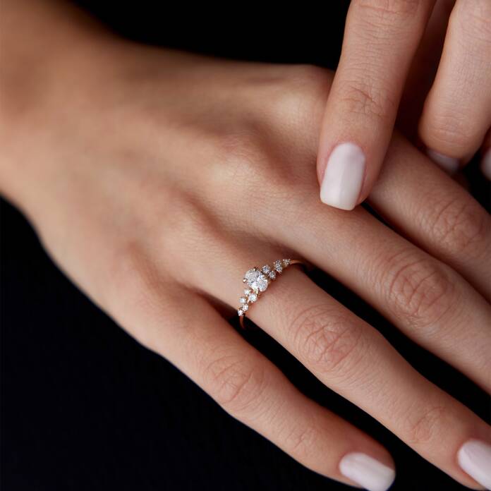 0.44 Ct HRD Serfikalı Pırlanta Louvre Oval Yüzük - 4