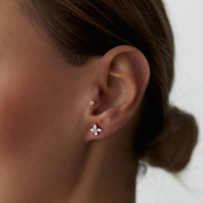 0.45 Ct Pırlanta Çiçek Küpe - 2