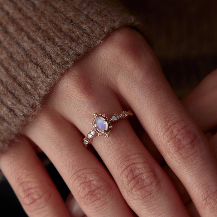 0.48 Ct Pırlanta Ay Taşı Yüzük - 1