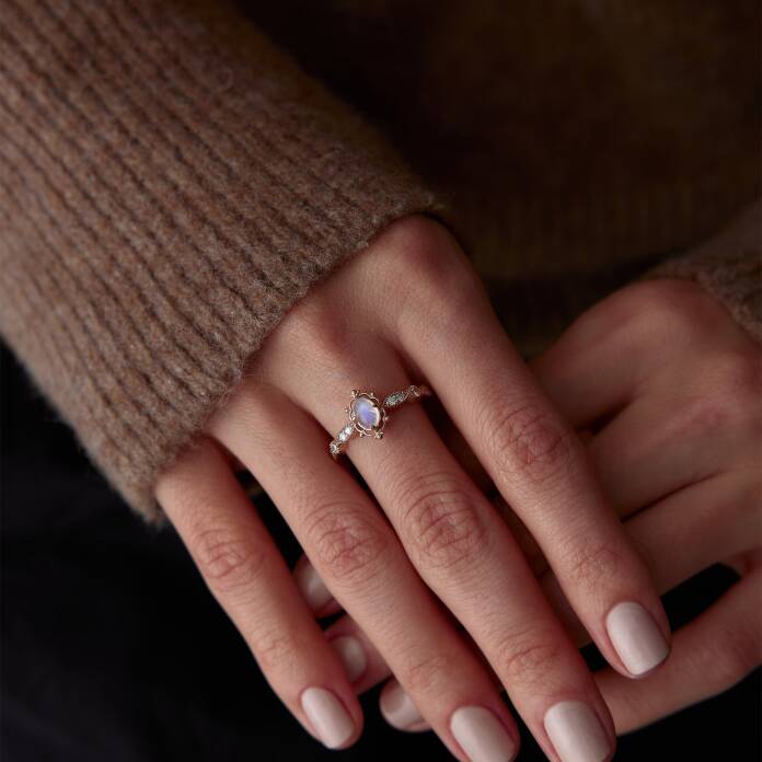 0.48 Ct Pırlanta Ay Taşı Yüzük - 3