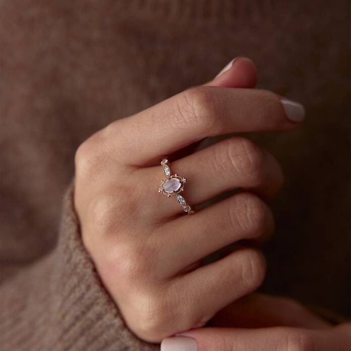 0.48 Ct Pırlanta Ay Taşı Yüzük - 4