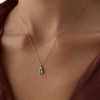 0.48 Ct Zümrüt Pırlanta Kolye - 2