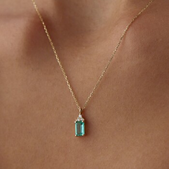 0.48 Ct Zümrüt Pırlanta Kolye - 4