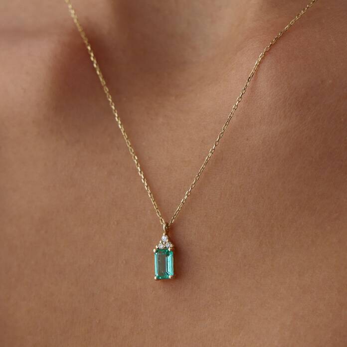 0.48 Ct Zümrüt Pırlanta Kolye - 4
