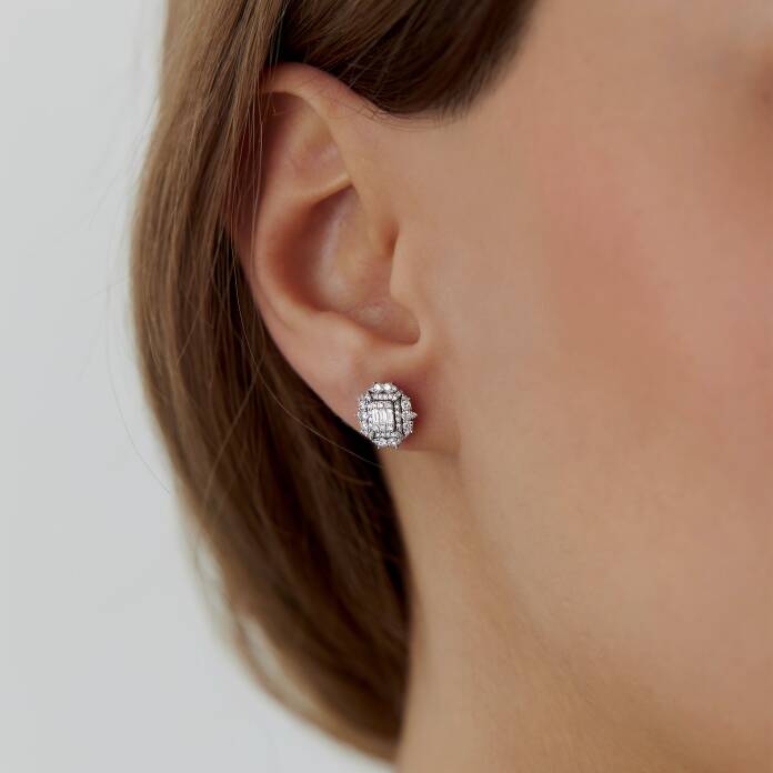0.51 Ct Pırlanta Che Baget Küpe - 1