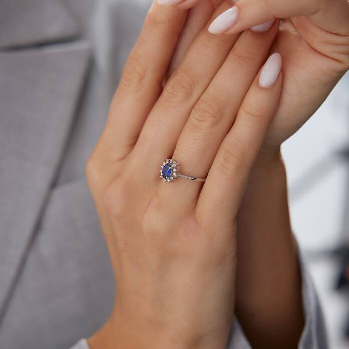 0.55 Ct Pırlanta Oval Safir Yüzük - 3