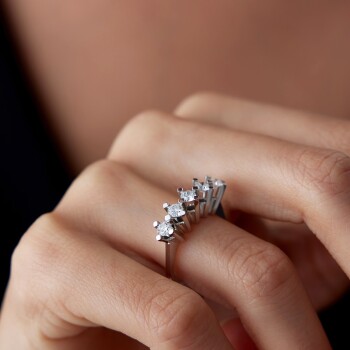 0.75 Ct Pırlanta Beştaş Yüzük - 3