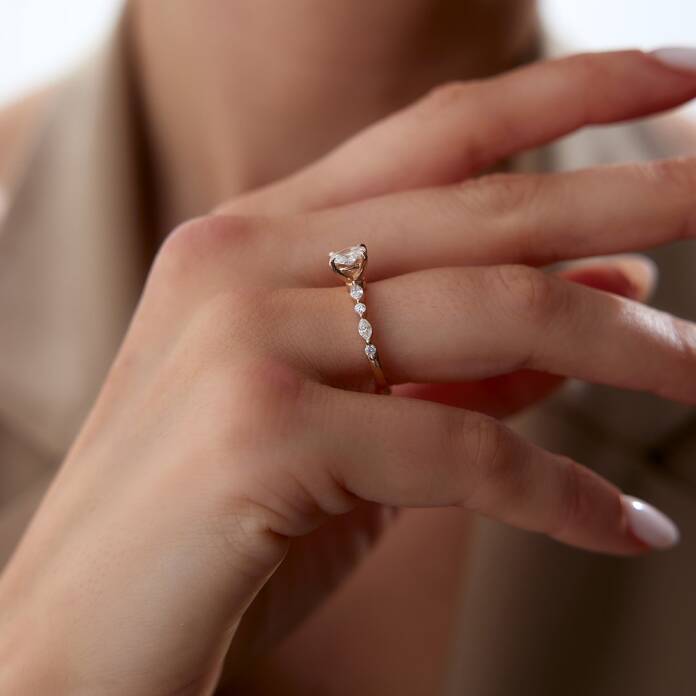 0.76 Ct Pırlanta Oval Yüzük - 4