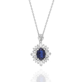 0.95 Ct Pırlanta Safir Kolye - 3