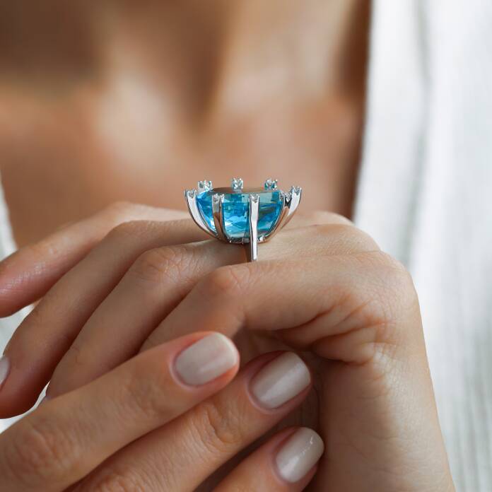 10.00 Ct Aqua Oval Taşlı Pırlanta Yüzük - 2