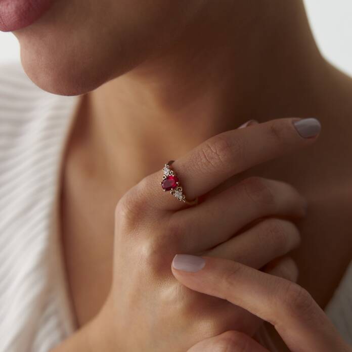 1.42 Ct Pırlanta Oval Yakut Tasarım Yüzük - 2