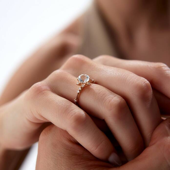 1.44 Ct Pırlanta Beyaz Topaz Taşlı Yüzük - 4