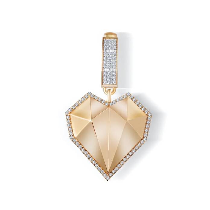 3D Taşlı Kalp Charm - 1