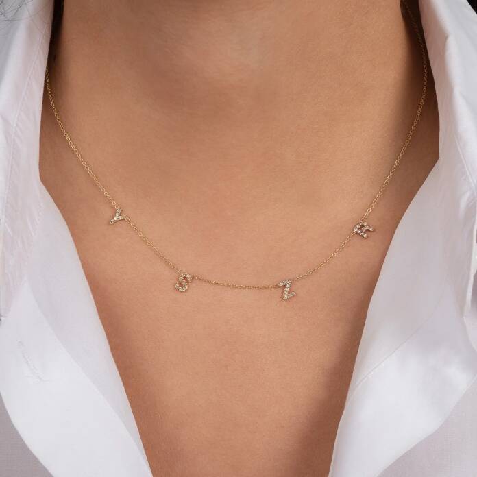 4 harf Taşlı Kolye - 1