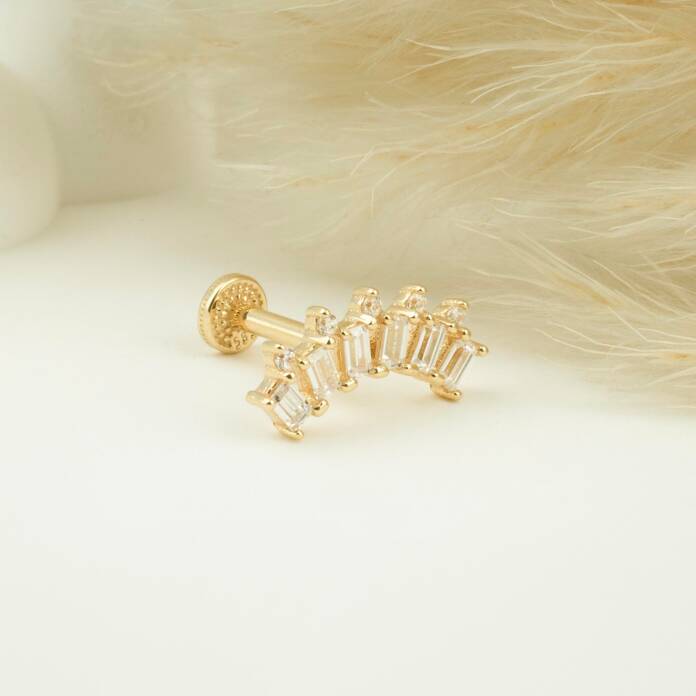 6 Baget Taşlı Minimal Tragus Piercing - 3