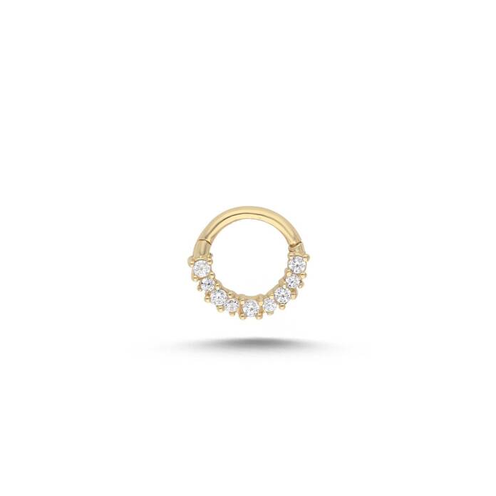 6.0 mm Büyük Küçük Beyaz Taşlı Helix Piercing - 1