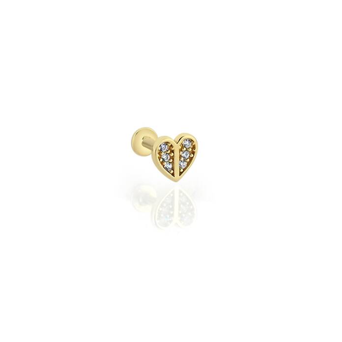 Altı Taşlı Kalp Tragus Piercing - 1
