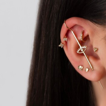 Alttan Beş Taşlı Helix Piercing - 2