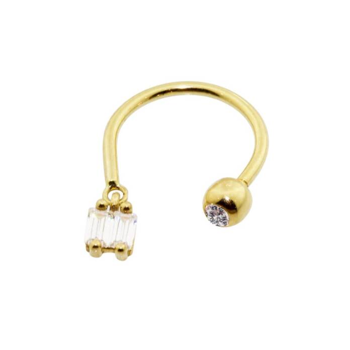 Baget Taş Sallantılı Minimal Yarım Halka Piercing - 1