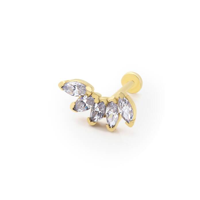 Beşli Beyaz Markiz Tragus Piercing - 1