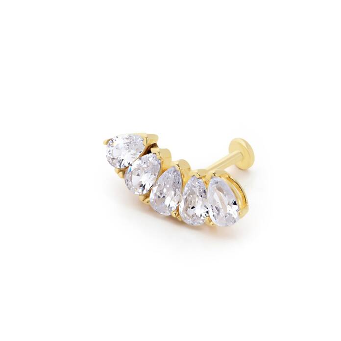 Beşli Damla Taş Sıralı Tragus Piercing - 1