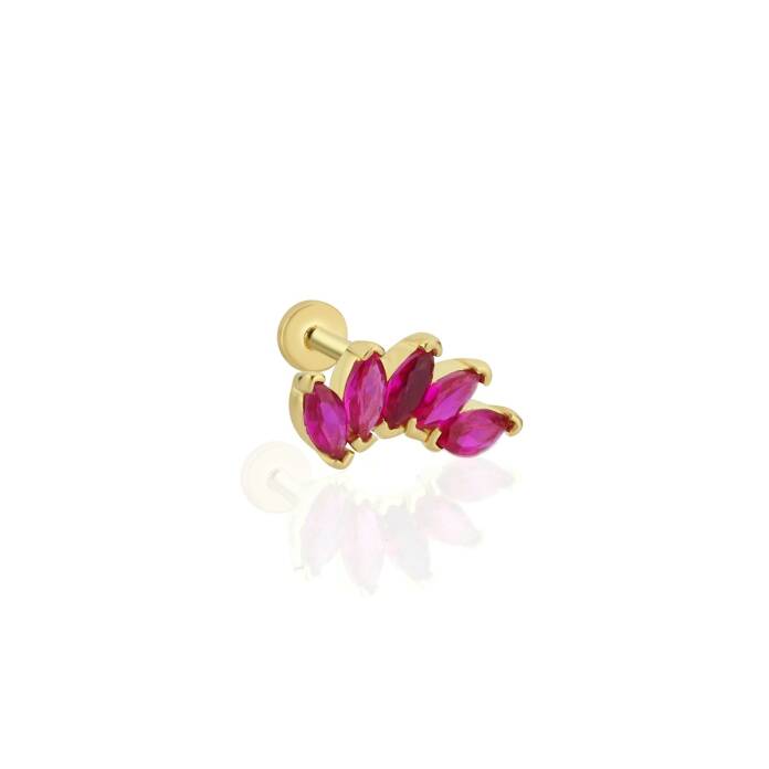 Beşli Kırmızı Markiz Tragus Piercing - 1