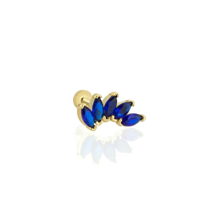 Beşli Lacivert Markiz Tragus Piercing - 1