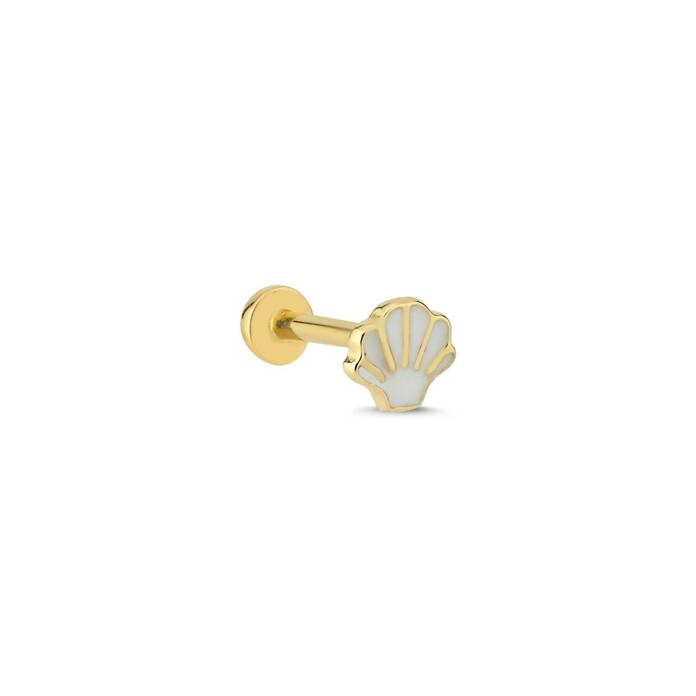 Beyaz Mineli Midye Tragus Piercing - 1