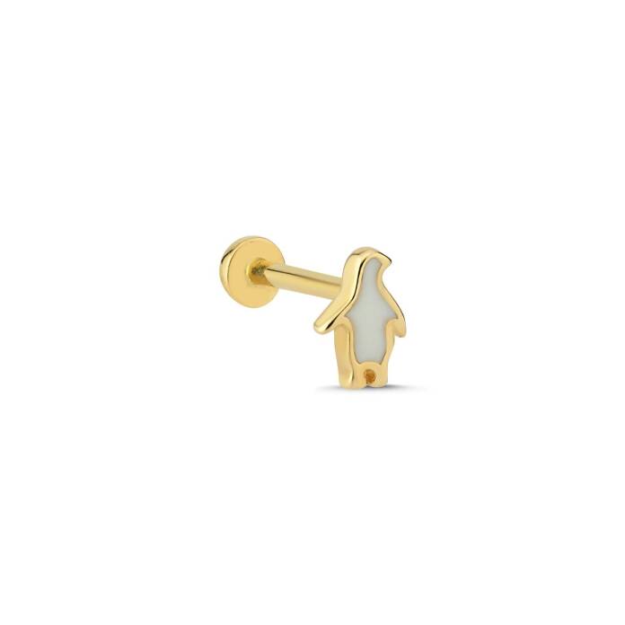 Beyaz Mineli Penguen Tragus Piercing - 1
