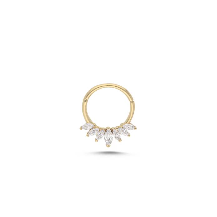 Beyaz Sıra Taşlı Helix Piercing 10mm - 1