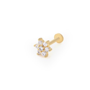 Beyaz Taş Çiçek Model Tragus Piercing - 1