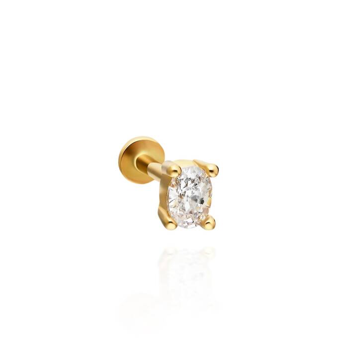 Big Oval Taş Tragus Piercing - 1