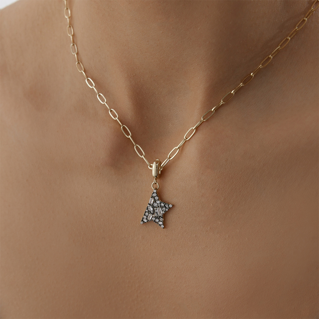 Black Half Star Kolye - 2