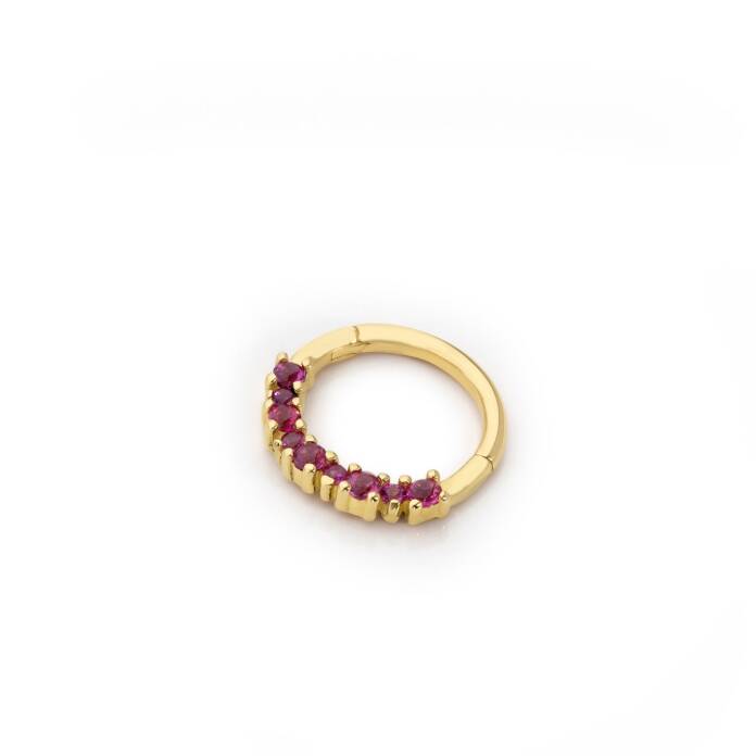 Büyük Küçük Kırmızı Taşlı Helix Piercing - 1
