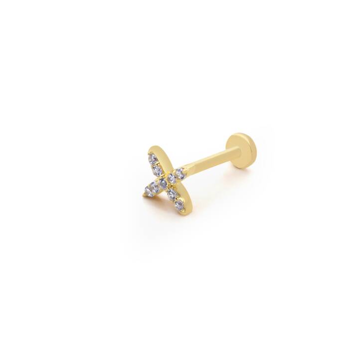 Çarpı Model Taşlı Tragus Piercing - 1