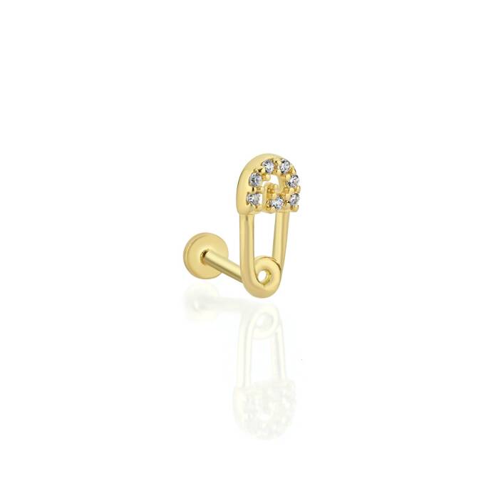 Çengelli İğne Model Taşlı Tragus Piercing - 1