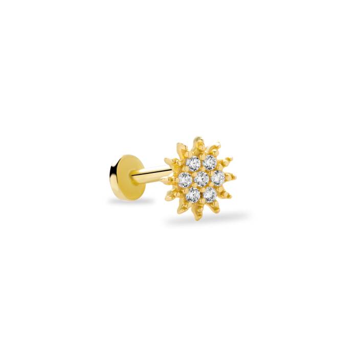 Çiçek Desen Taşlı Tragus Piercing - 2
