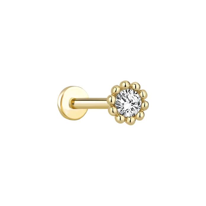 Çiçek Tek Taş Tragus Piercing - 1
