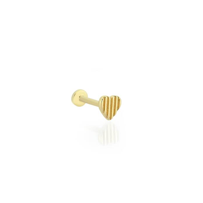Çizgi Desenli Kalp Tragus Piercing - 1