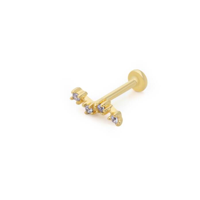 Dalga Model Dört Taş Tragus Piercing - 1
