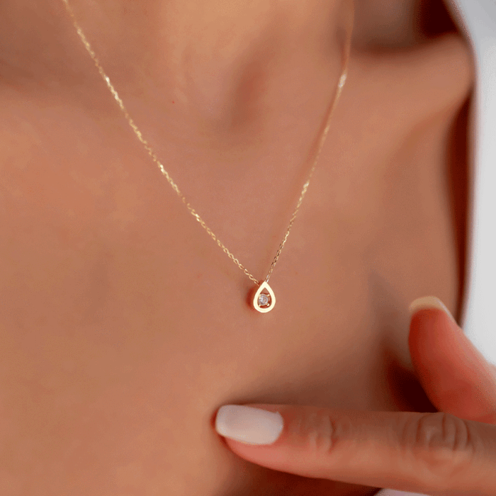 Damla Model Taşlı Kolye - 1